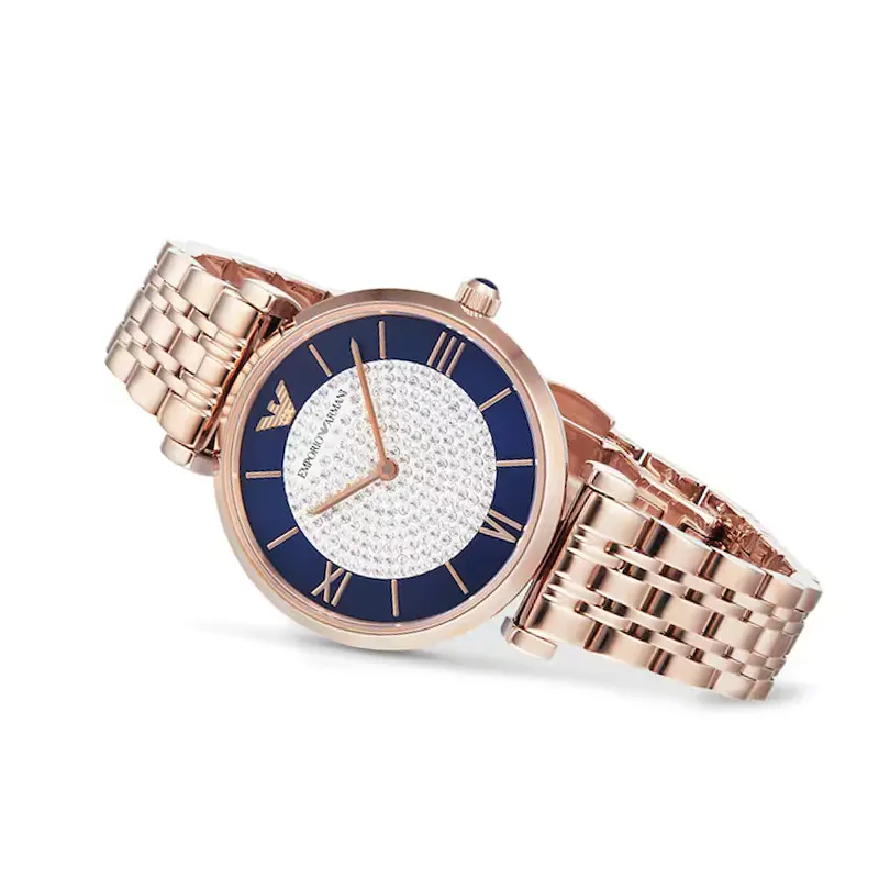 Emporio Armani Blue Crystal Pave Dial Ladies Watch- AR11423